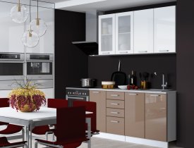 Белый (корпус) / Белый глянец, Латте глянец / Столешница Антарес