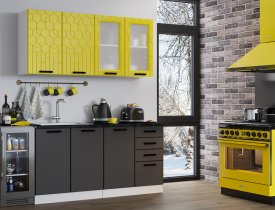 Лимон матовый / Графит, столешница - Кастилло темный